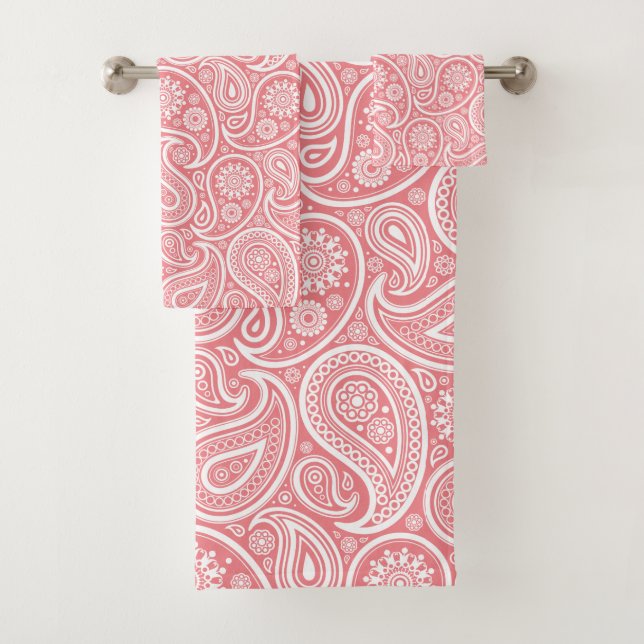 Rosa Paisley-Muster Badhandtuch Set (Insitu)