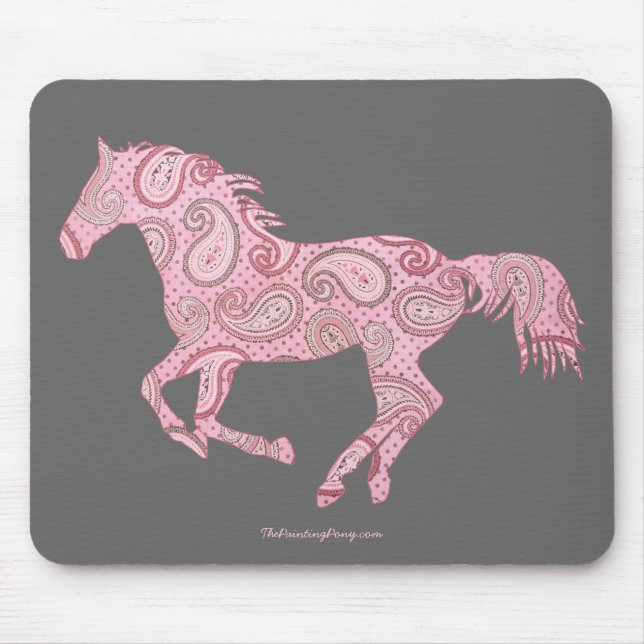 Rosa Paisley Pferd Mousepad (Vorne)