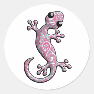 Rosa Paisleygecko-Eidechse Runder Aufkleber