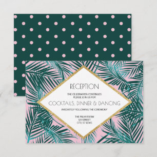 Rosa Palm Deco Hochzeitsempfang Karte