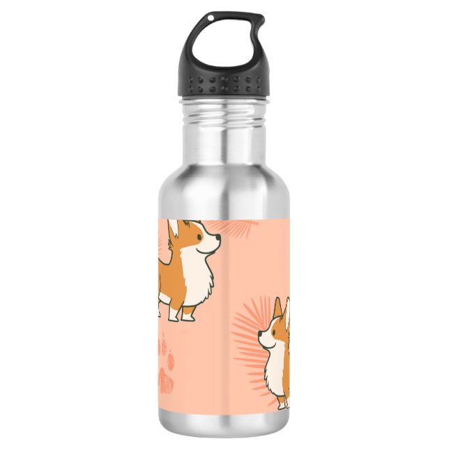 rosa Palme des Corgi Edelstahlflasche (Vorderseite)