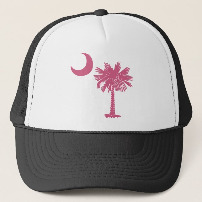 Rosa Palmetto-Mond Truckerkappe (Vorderseite)