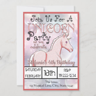 Rosa Palomino Einhorn Geburtstag (Lachs) Einladung