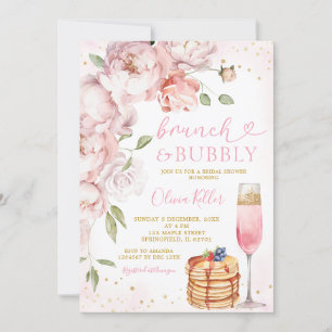 Rosa Pancake Weinbrunch Bubbly Brautparty Einladung