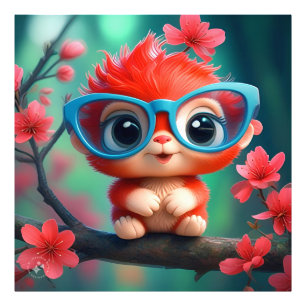 Rosa Panda Cartoon auf der Zweigstelle Fotodruck