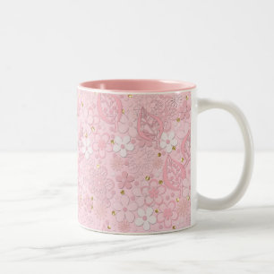 Rosa Papierblumen Zweifarbige Tasse