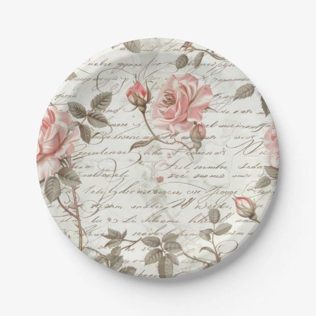 rosa Papierplatte Pappteller (Vorderseite)