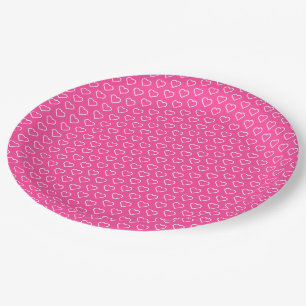 Rosa Papierplatten mit Herzen - Farben wählen Pappteller