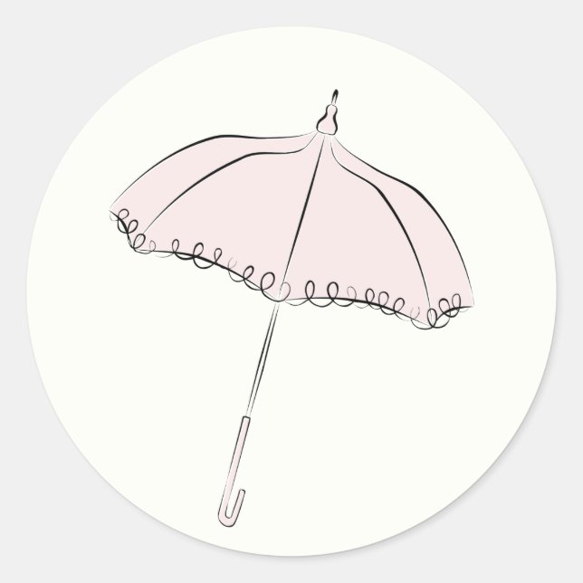 Rosa Parasol Runder Aufkleber (Vorderseite)