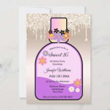 Rosa Parfüm Flasche Gold Glitzer süß 16 Party
