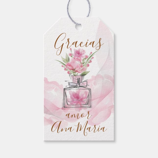 Rosa Parfüm "infundida de amor personalizada" Geschenkanhänger (Vorderseite)