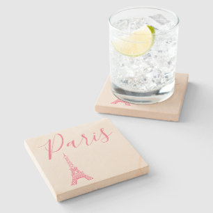 Rosa Paris Eiffelturm Stein Untersetzer Geschenk