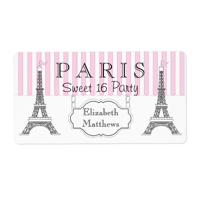 Rosa Paris Eiffelturm Sweet 16 Name (Vorne)