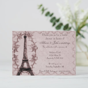 Rosa Paris Grunge Bridal Dusche Einladung