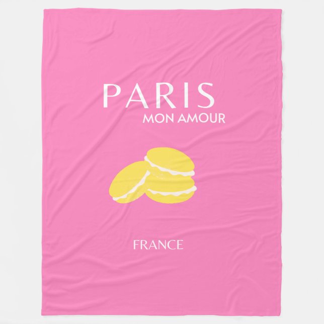 Rosa Paris Reisen Art Retro Art Preppy Art Deco Fleecedecke (Vorderseite)