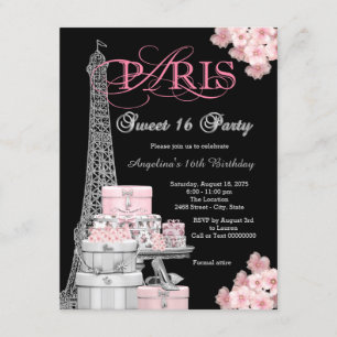Rosa Paris süße 16-Party Einladung