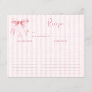 Rosa Pariser Junggesellinnen-Abschieds-Rezeptkarte