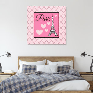 Rosa Pariser Schild-Wandkunst Leinwanddruck