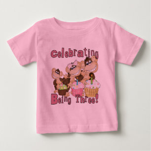 Rosa Party Affe 3. Geburtstagsgeschenke und Gesche Baby T-shirt