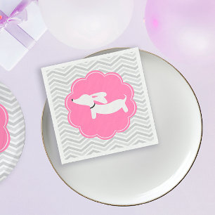 Rosa Party Dackel Napkins Standard Cocktail Nicker Serviette