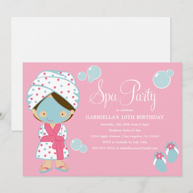 Rosa Party des Wellness-Center-Party-| laden ein Einladung (Vorne/Hinten)