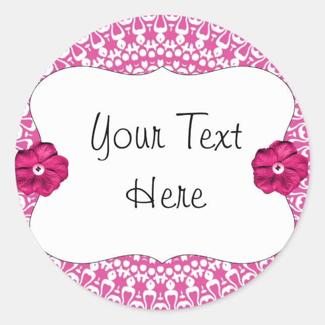 Rosa Party Girlie Cupcake Toppers/Labels/Stickers Runder Aufkleber (Vorderseite)