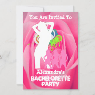 Rosa Party Girls personalisiert Bachelorett Einladung