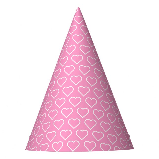 Rosa Party Hut mit Herz - Farben auswählen Partyhütchen (Vorderseite)