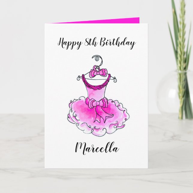 Rosa Party Kleid Tintenpatronen Geburtstag Karte (Vorderseite)