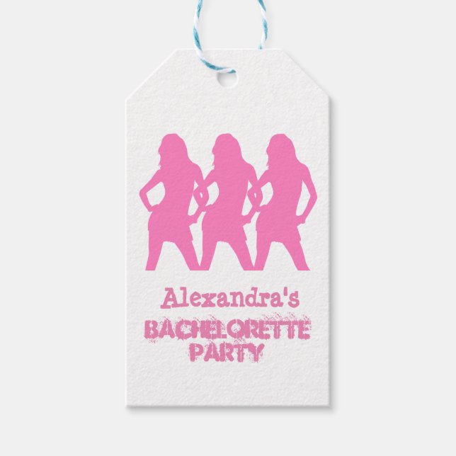 Rosa Party Mädchen personalisiert Junggeselinnen-A Geschenkanhänger (Vorderseite)
