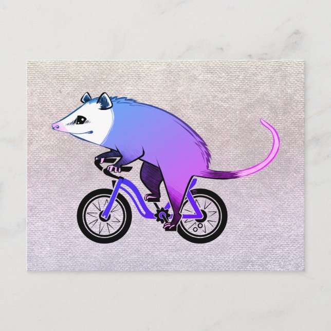 Rosa Party Opossum Reiten Einladungspostkarte (Vorderseite)