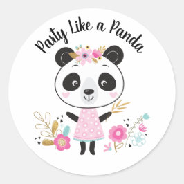 Rosa Party wie ein Panda Girl Runder Aufkleber