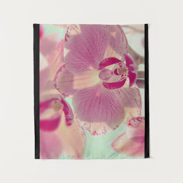 Rosa Pasta Orchidee Blume nah Wandteppich (Vorderseite)