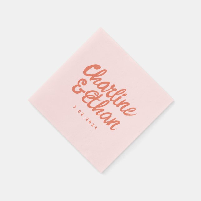 Rosa Pastel Handwriting Retro Wedding Napkins Serviette (Ecke)