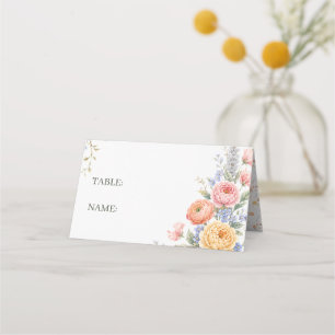 Rosa Pastell-Blumen Florale Boho-Hochzeit Platzkarte