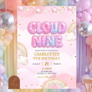 Rosa Pastell Cloud Nine Geburtstag Einladung
