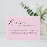 Rosa Pastell Elegante Rezeptkarte