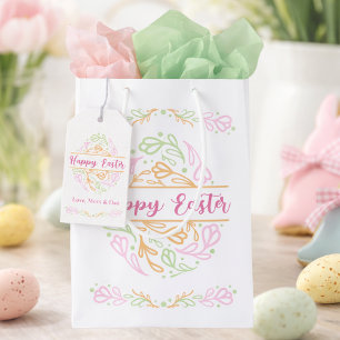 Rosa Pastell Frohe Ostern Benutzerdefiniertes Oste Geschenkanhänger