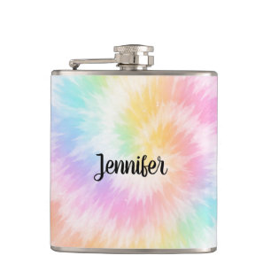 Rosa Pastell-Tie-Dye Girly Chic Flachmann