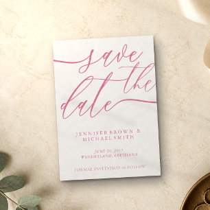 Rosa Pastell-Ton Schrift Foto-Kalligrafie Hochzeit Save The Date