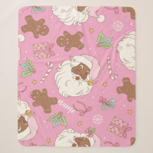 Rosa Pastell-Weihnachten Schwarzer Weihnachtsmann Sherpadecke