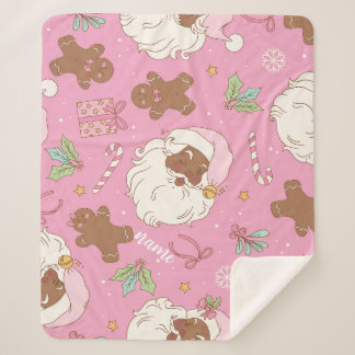 Rosa Pastell-Weihnachten Schwarzer Weihnachtsmann  Sherpadecke