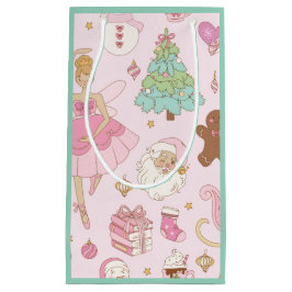 Rosa Pastell-Weihnachts-Ballerina und Santa  Kleine Geschenktüte