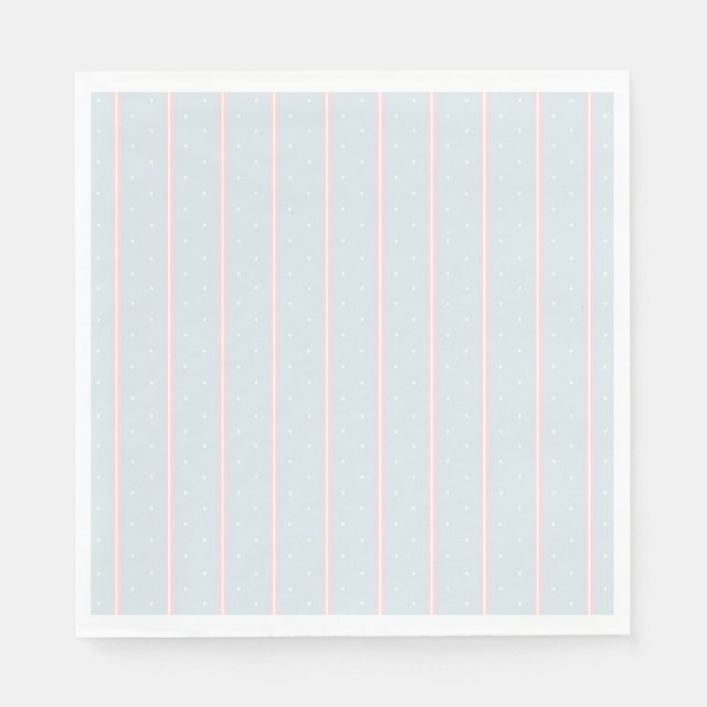 Rosa, Pastellblau, weiße Punkte und Streifen Neape Serviette (Vorderseite)