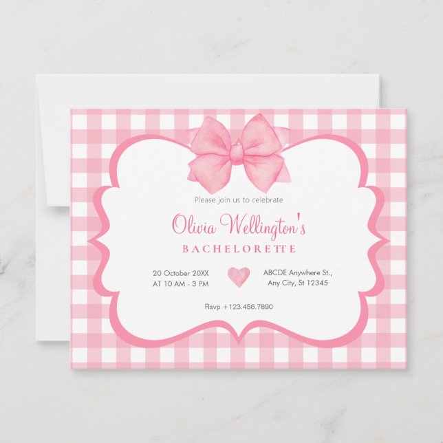 Rosa Pastellblume Bachelorette Einladung (Vorderseite)