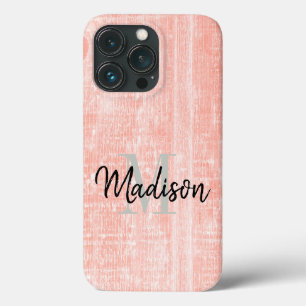 Rosa Pastellholz Textur Anfangsname Custom Case-Mate iPhone Hülle