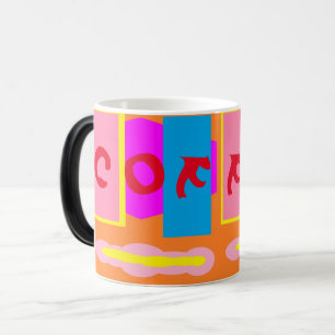 Rosa pastellorange mit Logo-Kaffee Verwandlungstasse