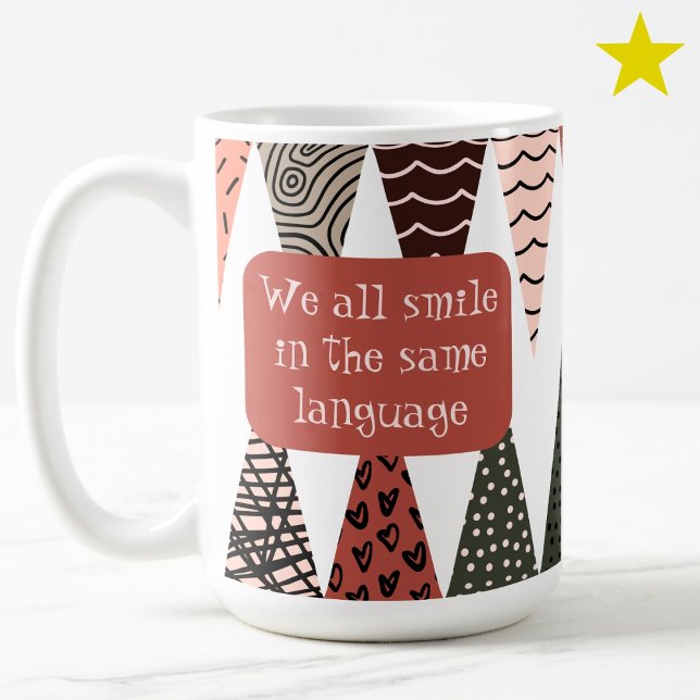 Rosa Patchwork-Flagge Kritzel-Muster Liebesphrase Kaffeetasse (Von Creator hochgeladen)