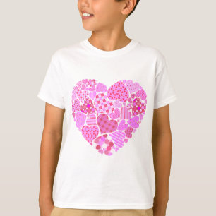 Rosa Patchwork Herz T-Shirt