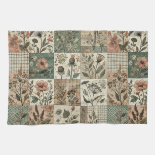 Rosa Patchwork Quilt Rustikale Blumenmuster Geschirrtuch